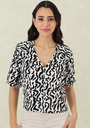 BLUSA MANGA 3/4 ESTAMPADO NEGRO